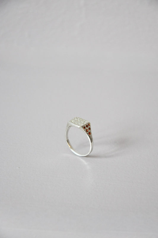Disco Ring in Silver, Red, Black Multi