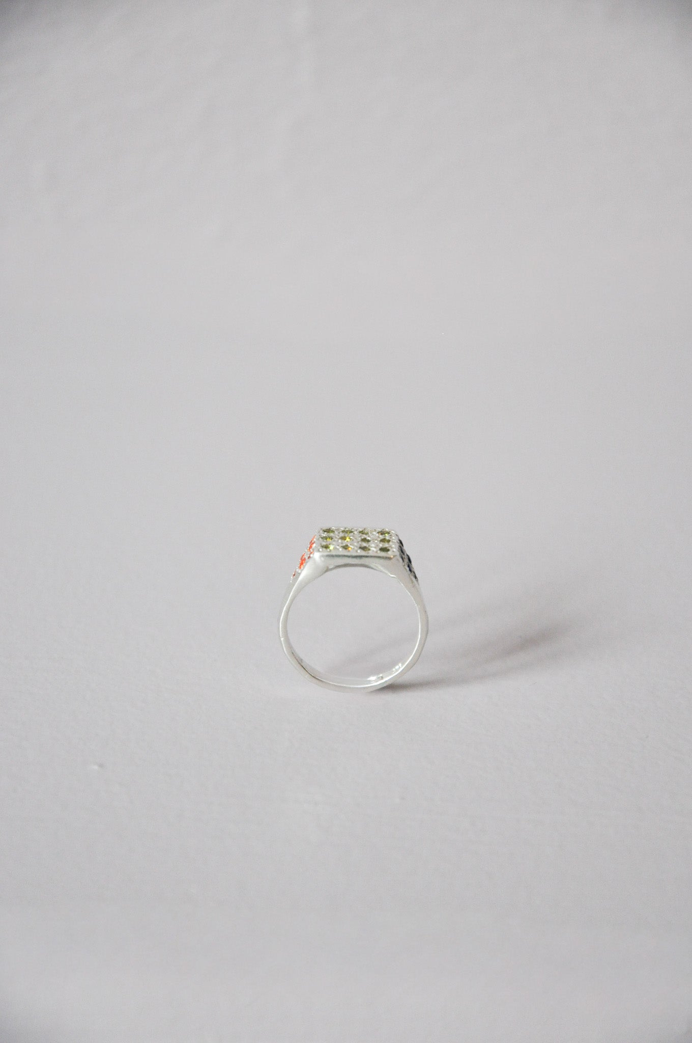 Disco Ring in Silver Blue, Green Multi