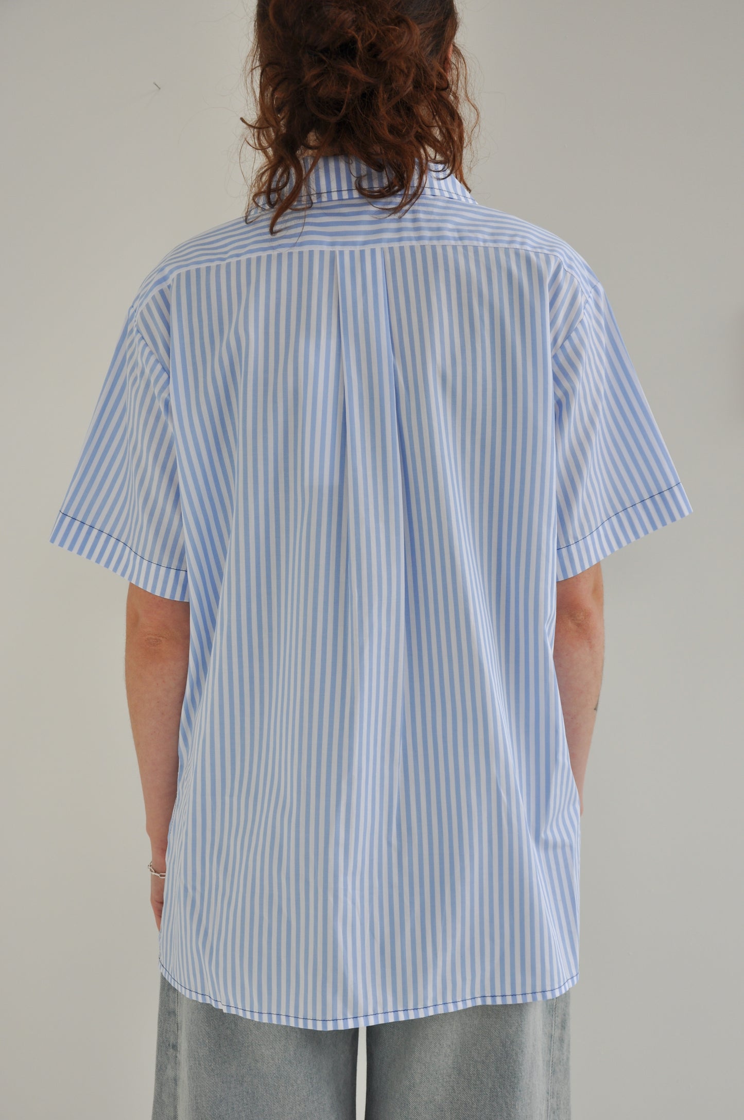 Handkerchief Shirt in Light Blue with Square Motif