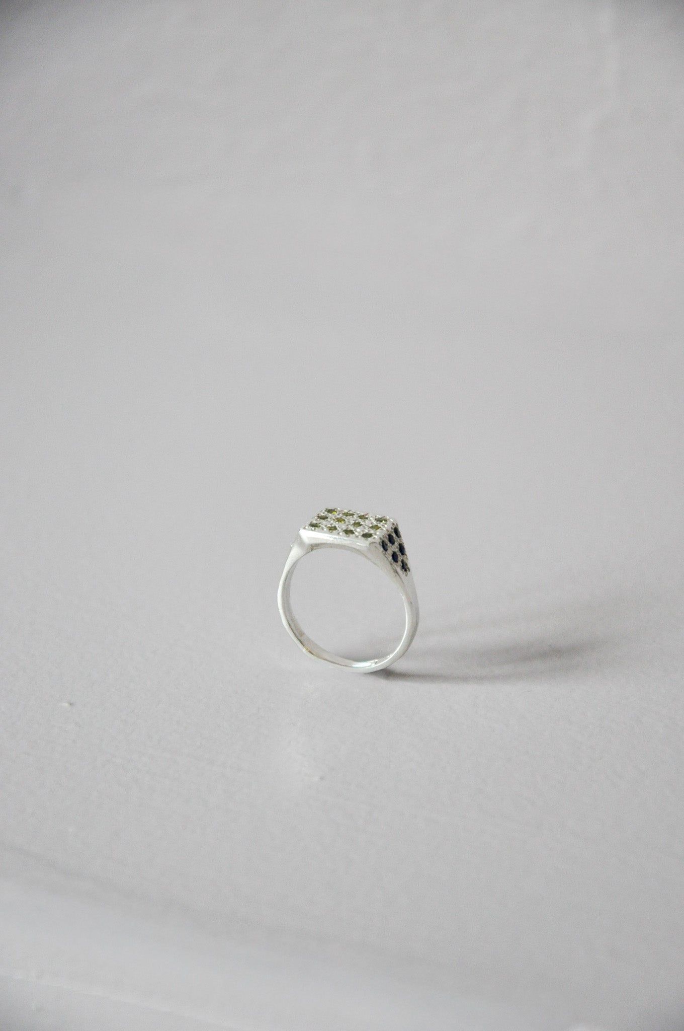 Disco Ring in Silver Blue, Green Multi