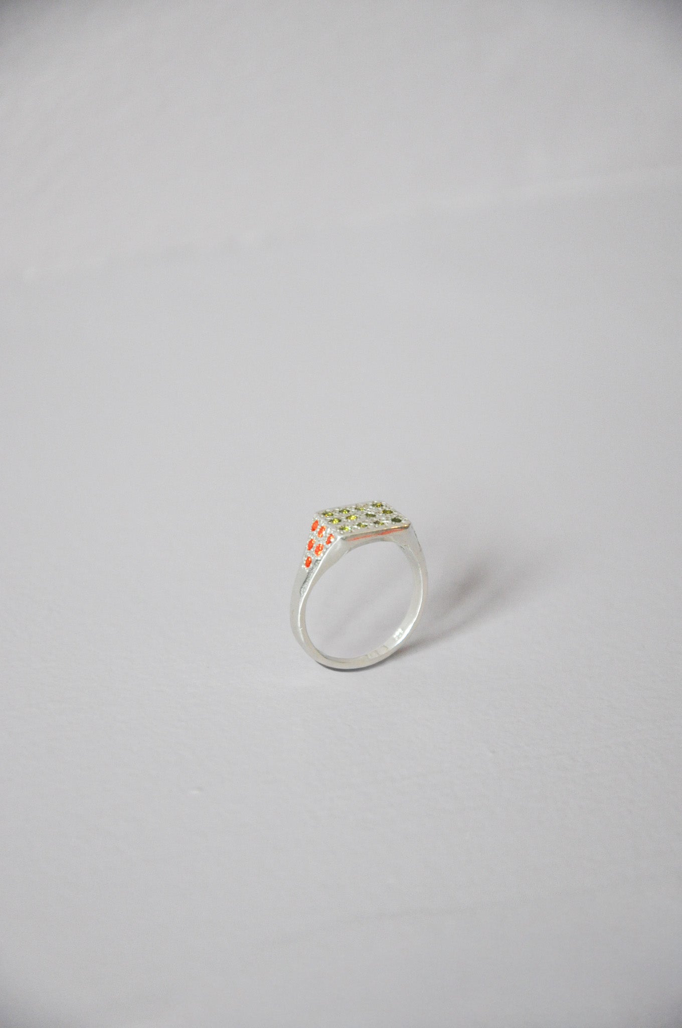 Disco Ring in Silver Blue, Green Multi