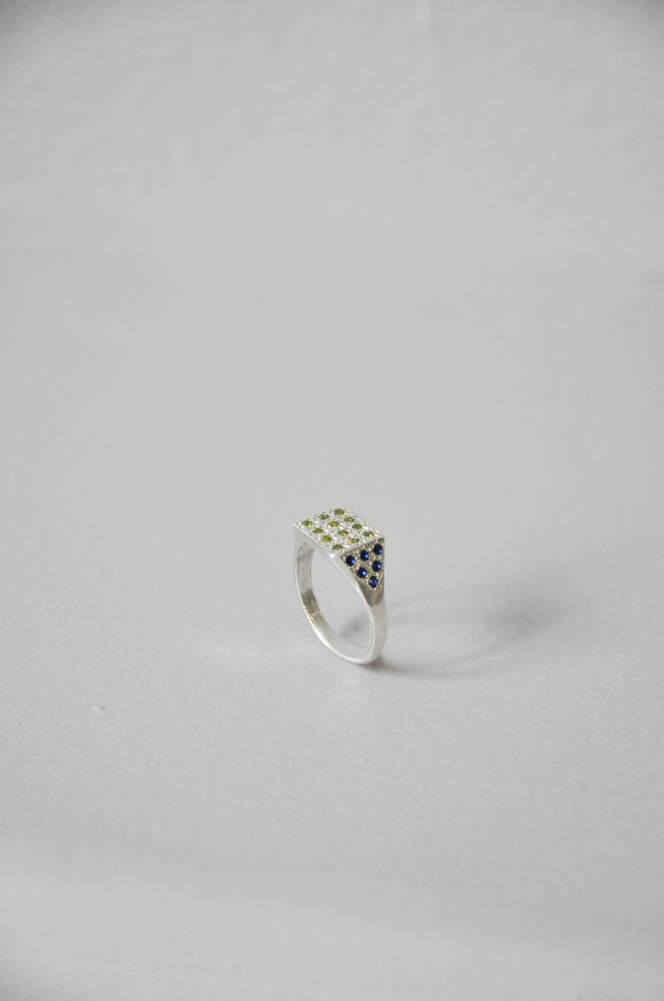 Disco Ring in Silver Blue, Green Multi