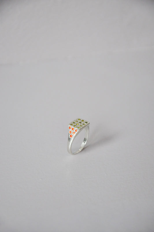 Disco Ring in Silver Blue, Green Multi