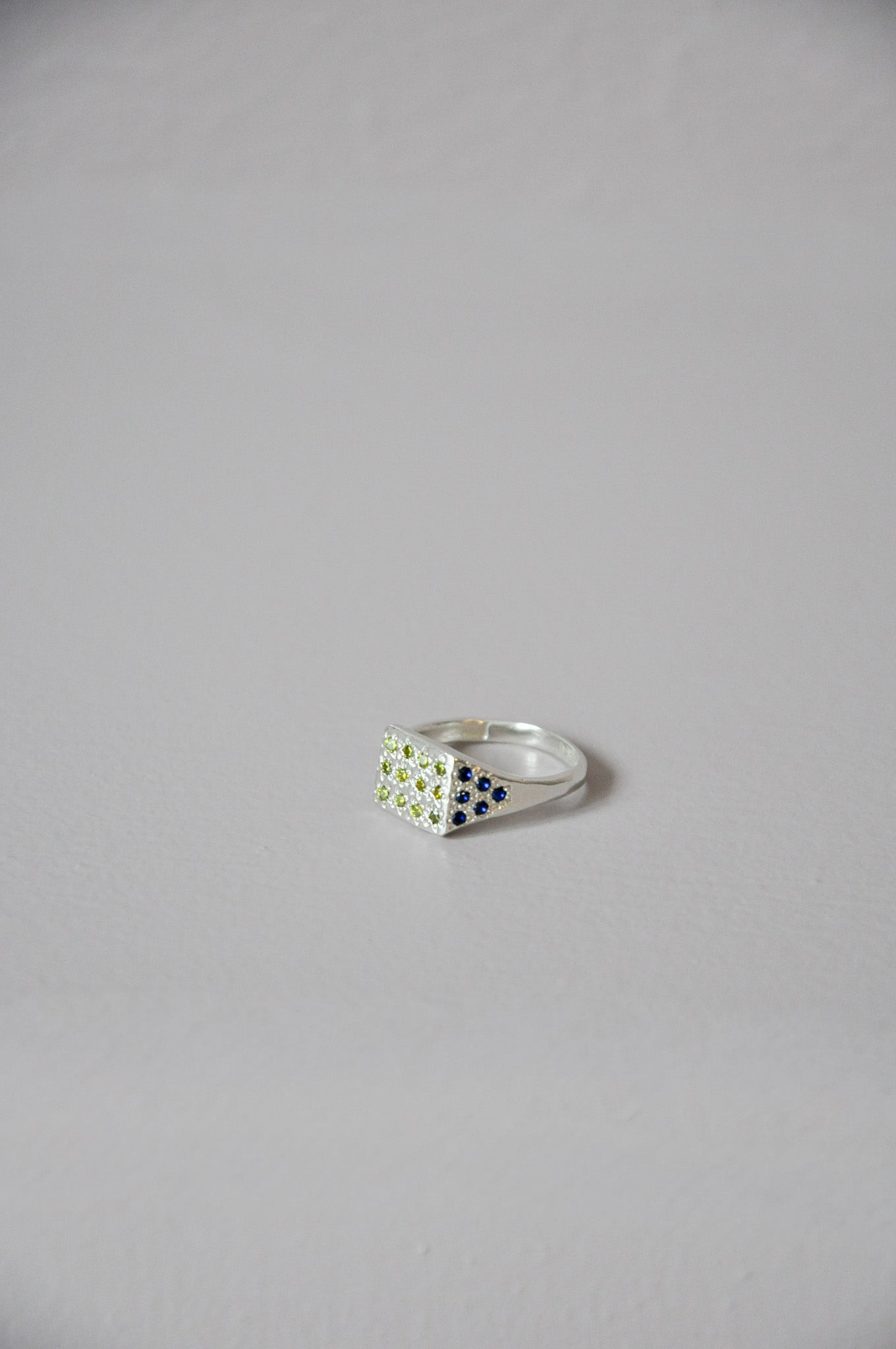 Disco Ring in Silver Blue, Green Multi