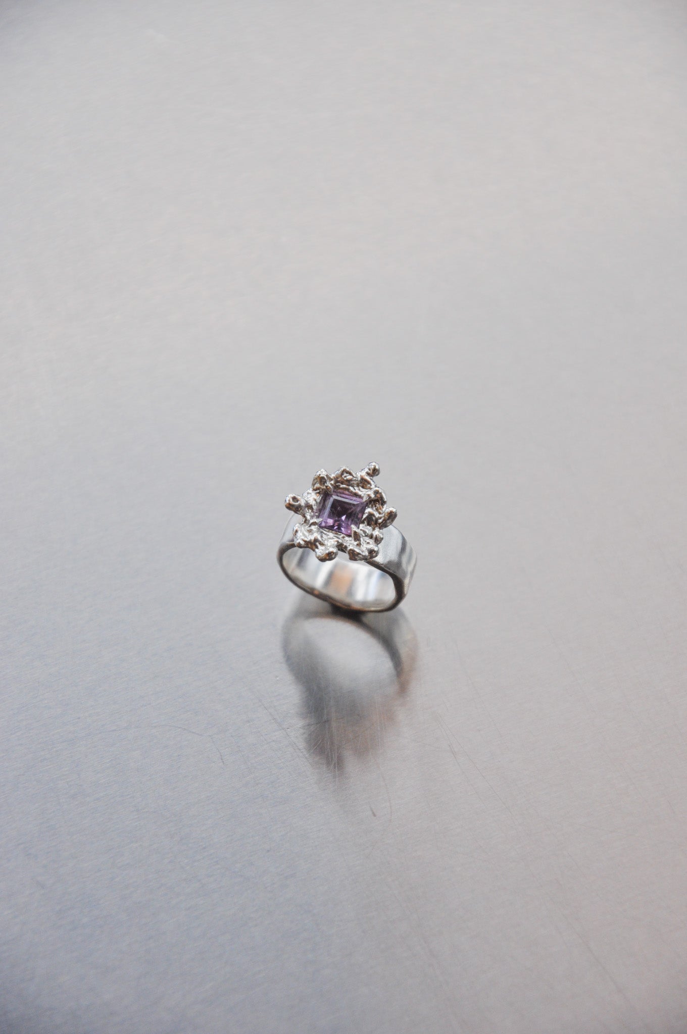 Nest Ring in Silver & Pink Amethyst