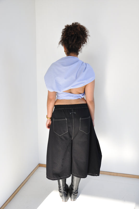 Renbo Shorts in Black Denim