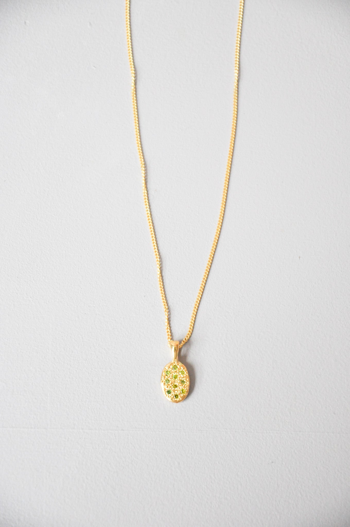 Glitter Necklace in Green CZ & Gold