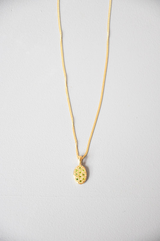 Glitter Necklace in Green CZ & Gold