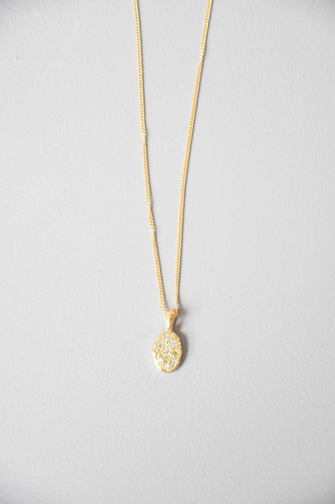 Glitter Necklace in White CZ & Gold