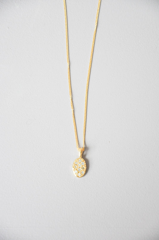 Glitter Necklace in White CZ & Gold