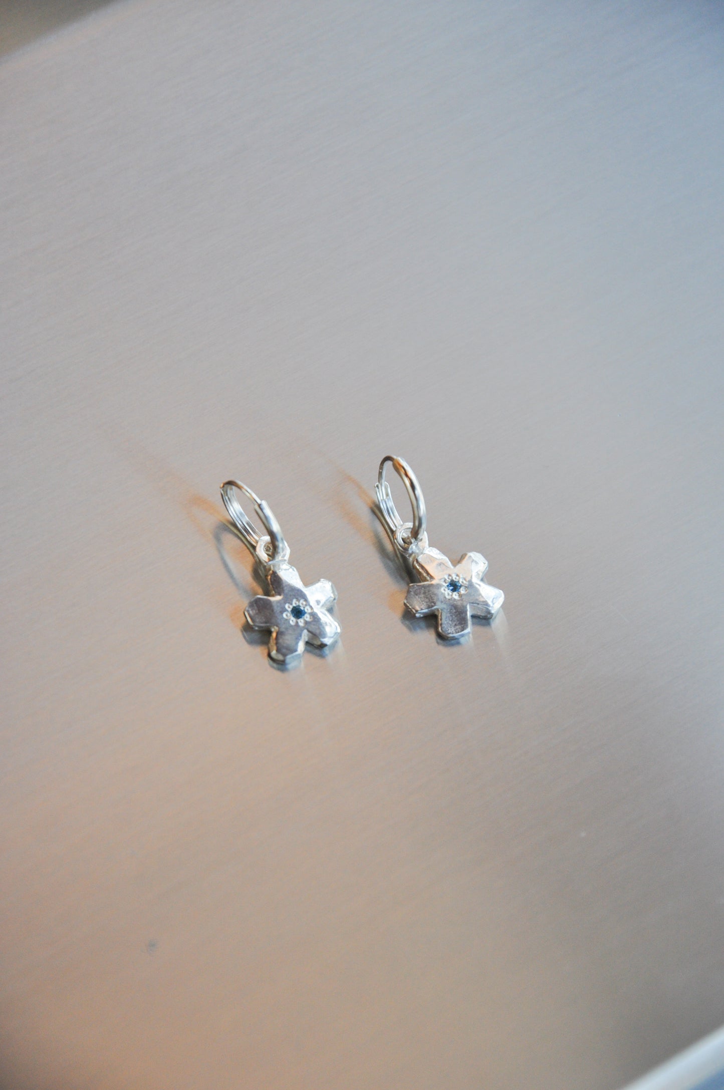 Flower Earrings in Silver & Topaz