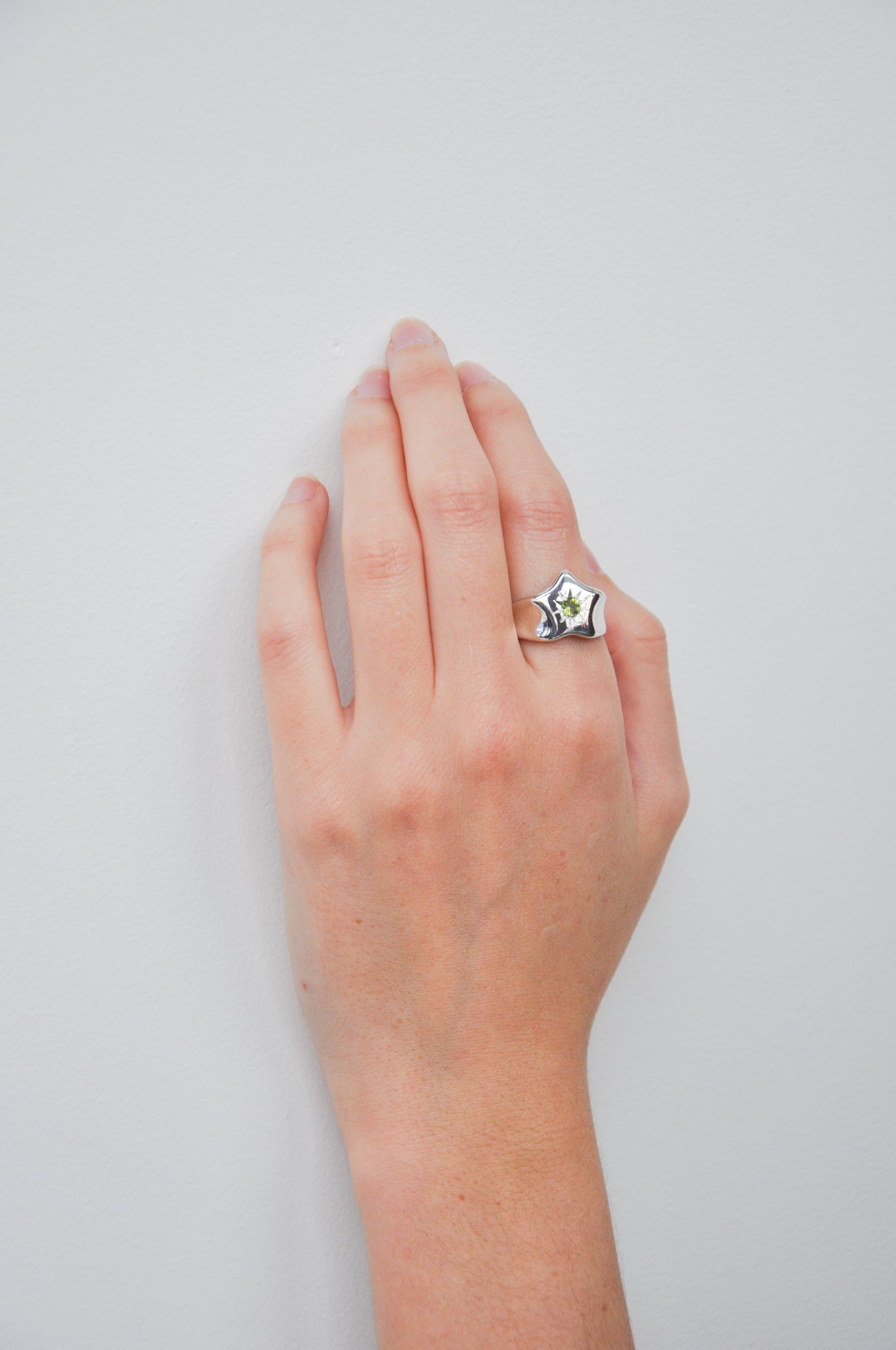 Star Signet Ring in Silver & Peridot