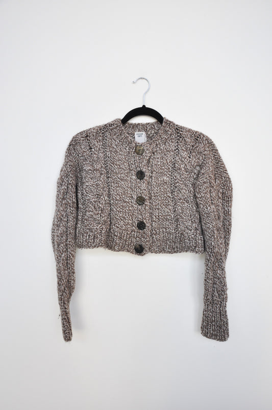 Frisson Knits Cardigan - Brown/White Marle