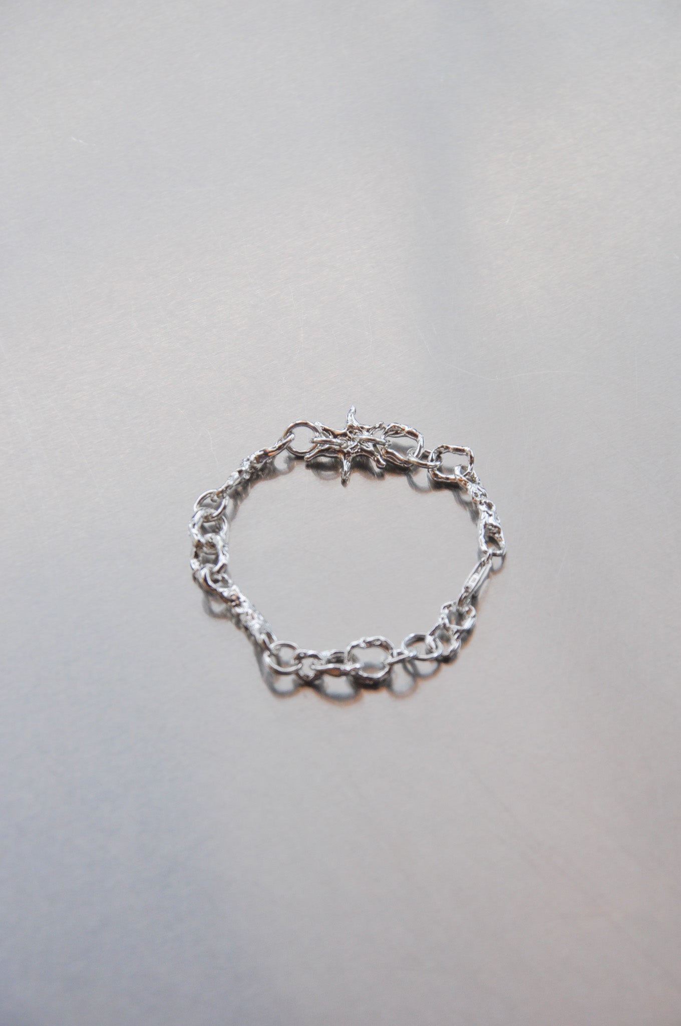 Sculpted Link Star Charm Bracelet