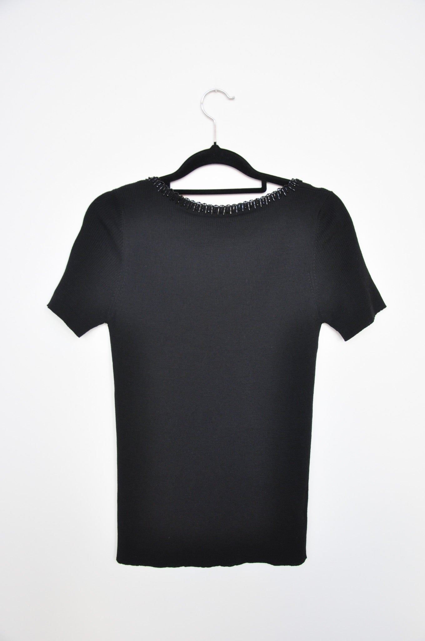 Prada Beaded Knit T-Shirt - Black