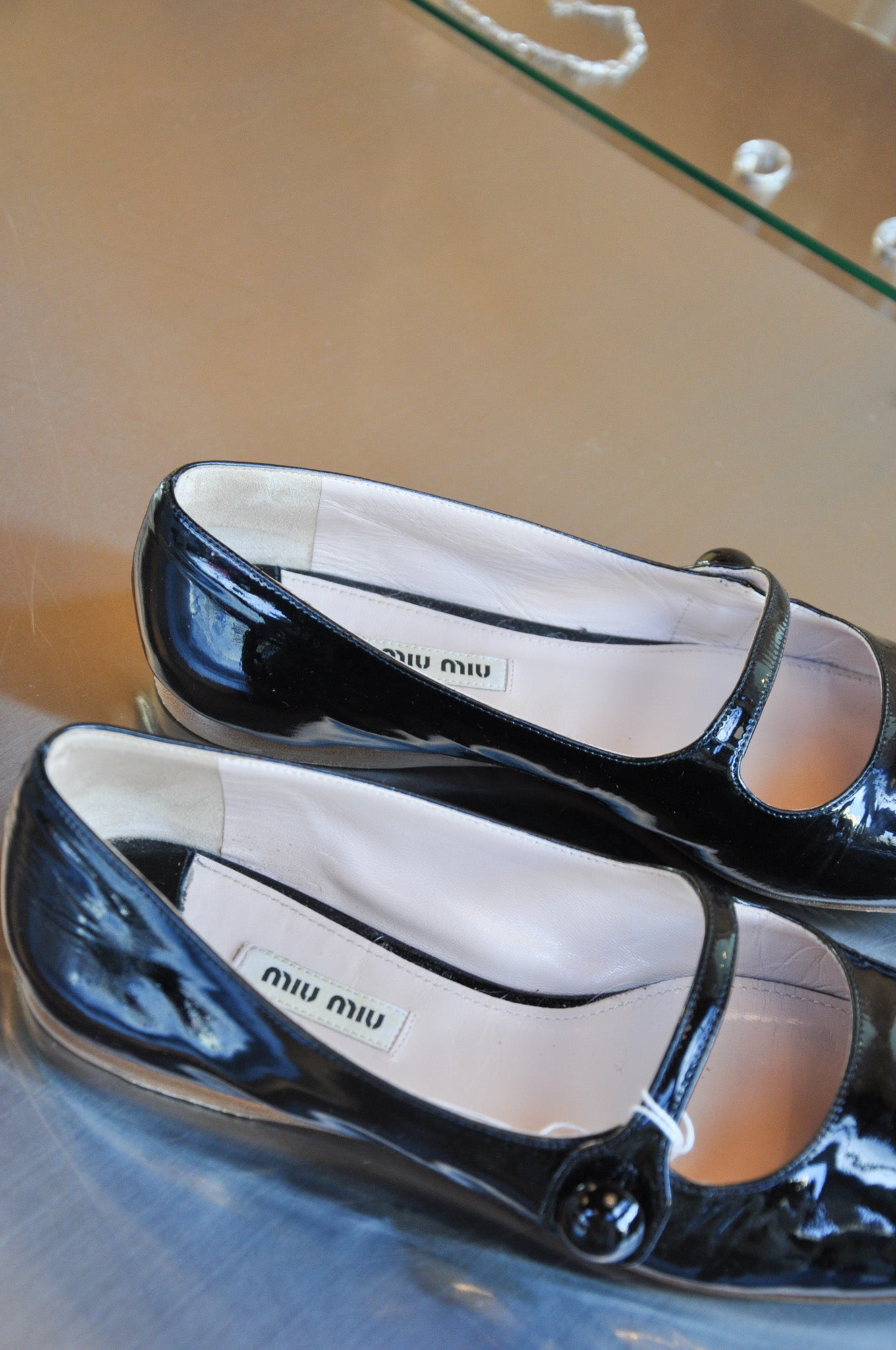 Miu Miu Mary Jane Flats - Black Patent Leather