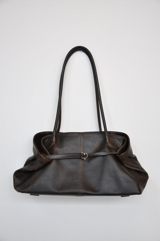 Low Classic Haricot Bag - Brown leather