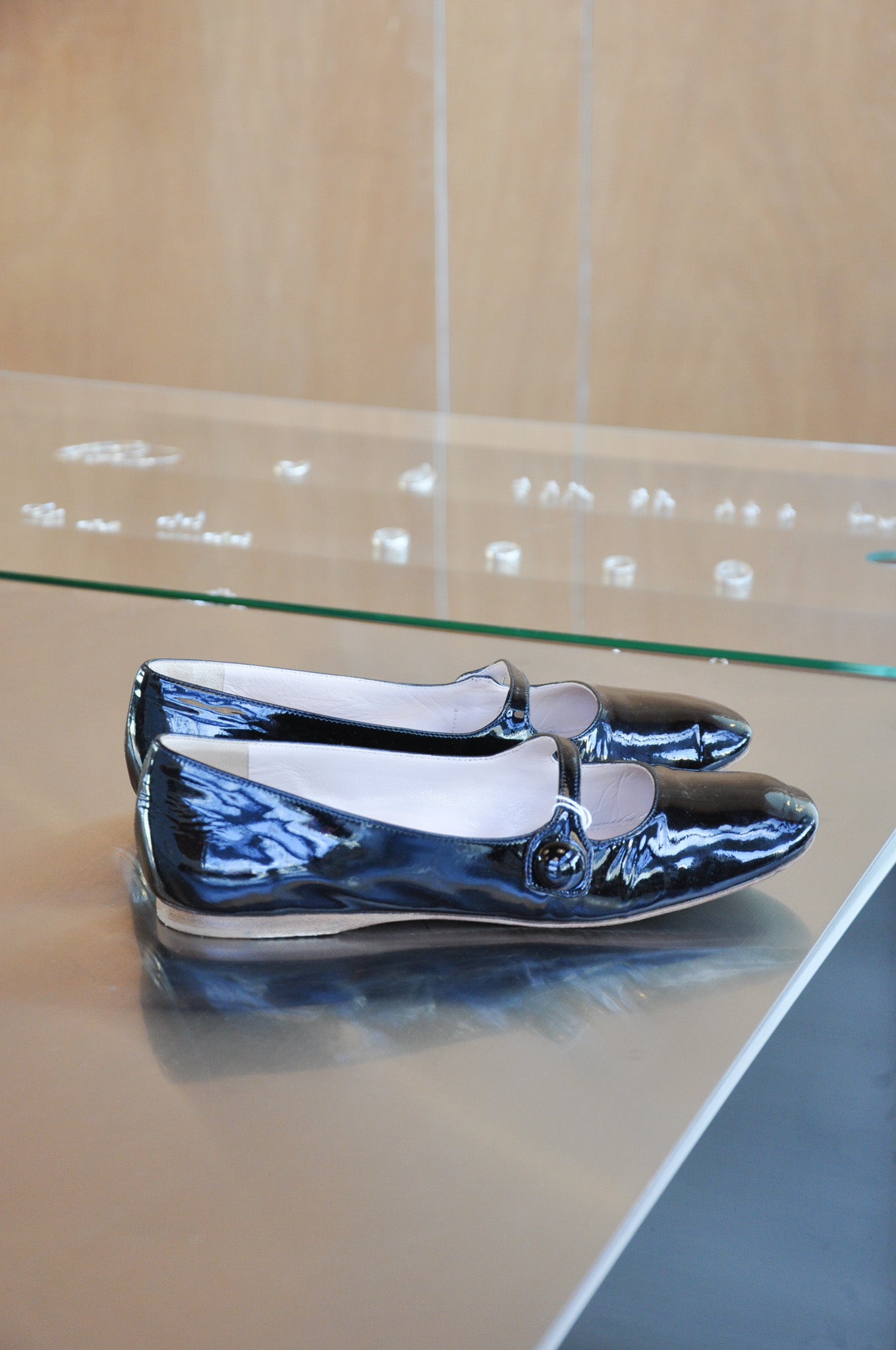 Miu Miu Mary Jane Flats - Black Patent Leather