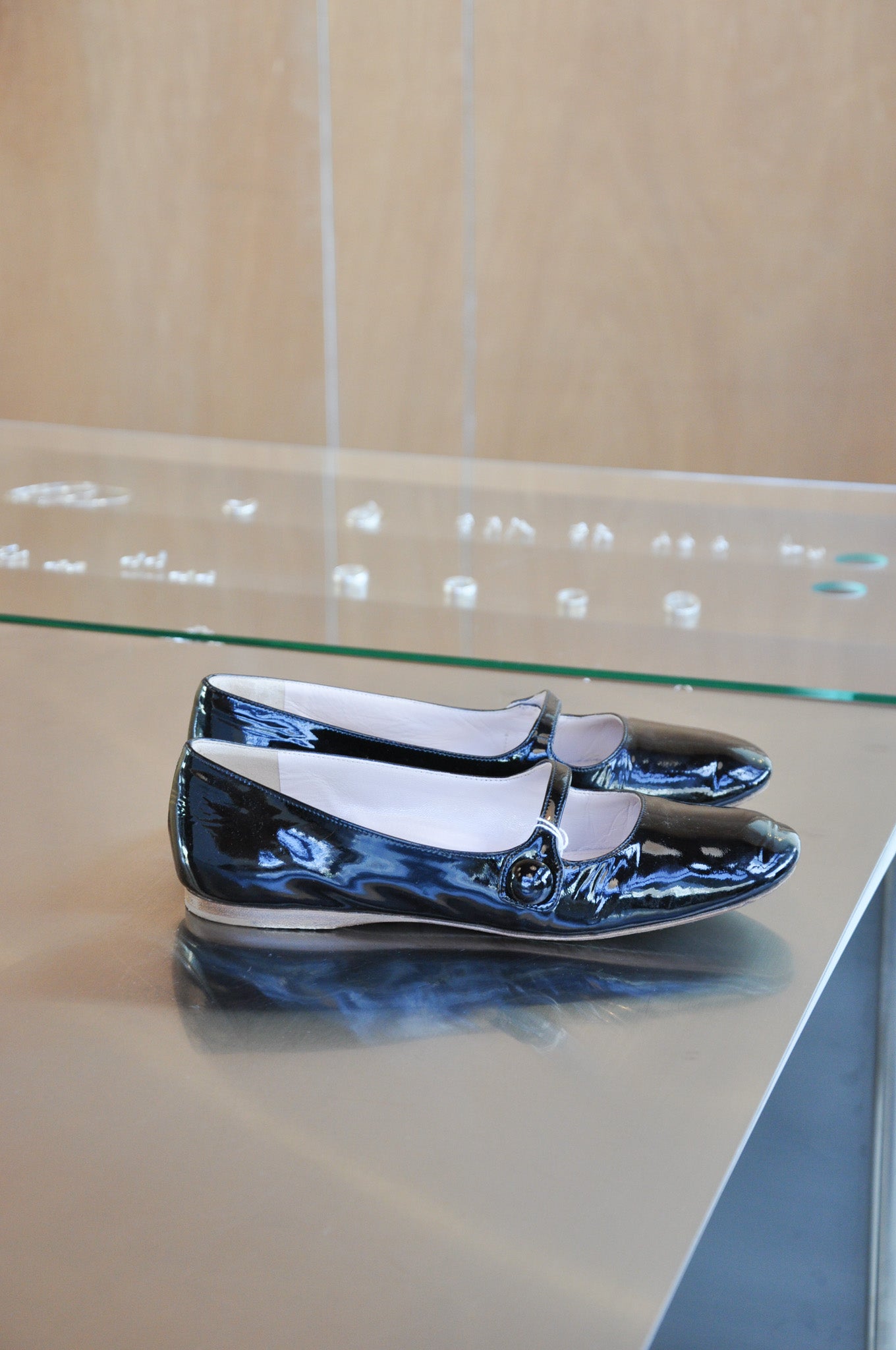Miu Miu Mary Jane Flats - Black Patent Leather