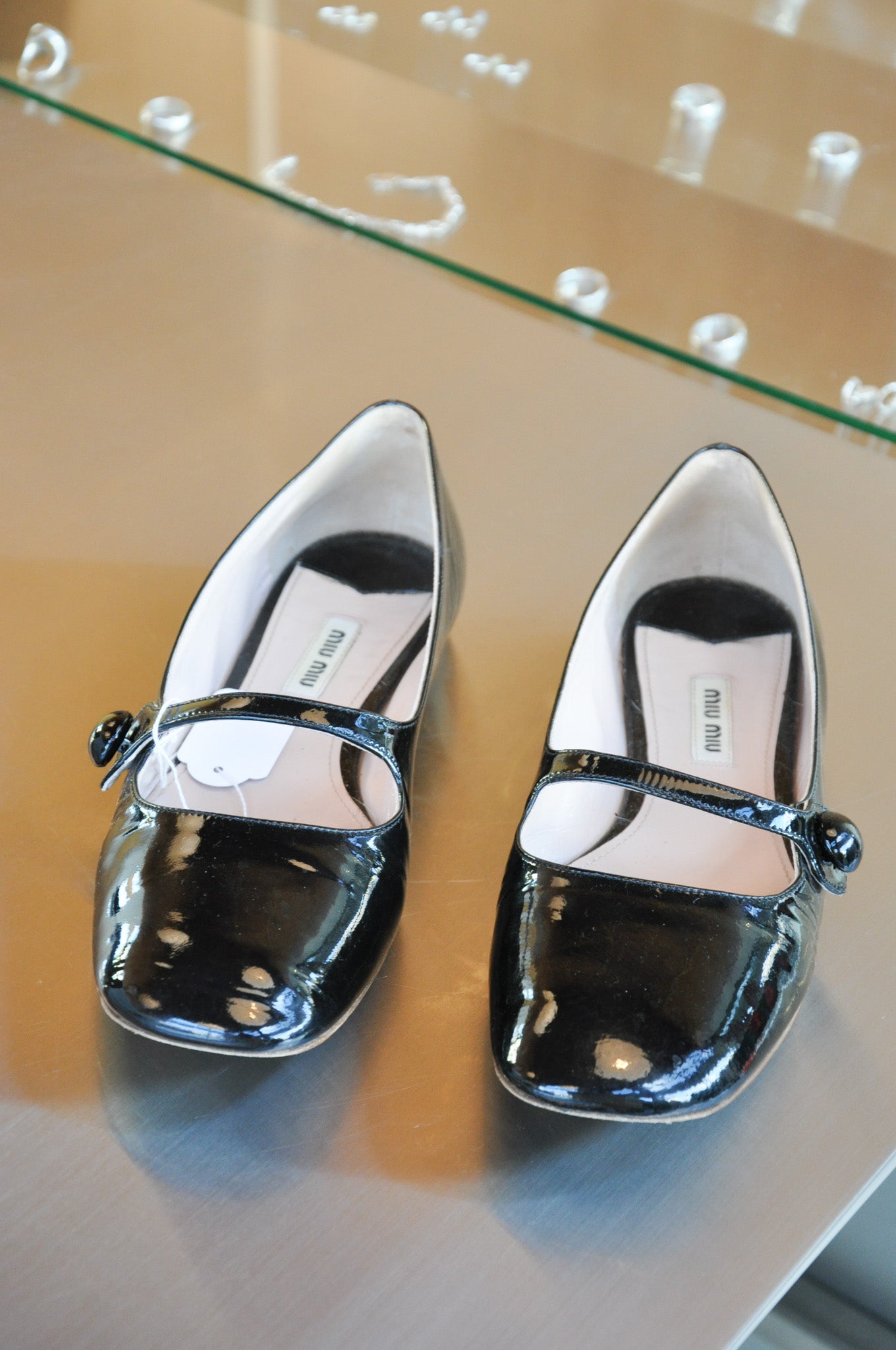 Miu Miu Mary Jane Flats - Black Patent Leather