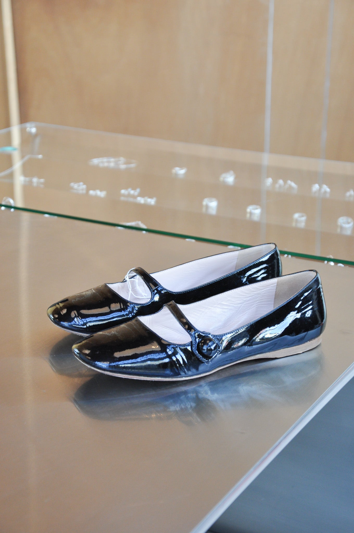 Miu Miu Mary Jane Flats - Black Patent Leather