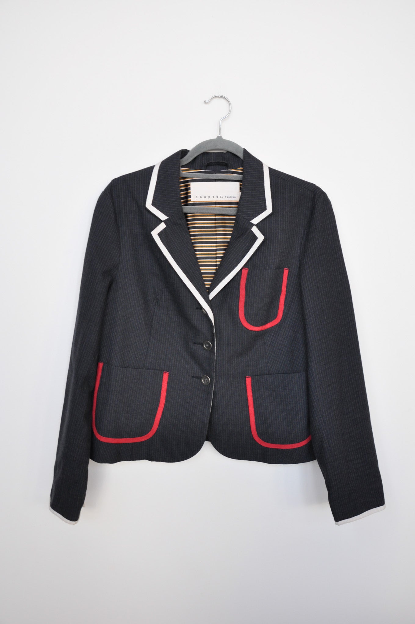 Cooper Cropped Blazer - Navy Pinstripe