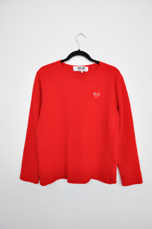 Comme Des Garcon Play Felt Jumper - Red
