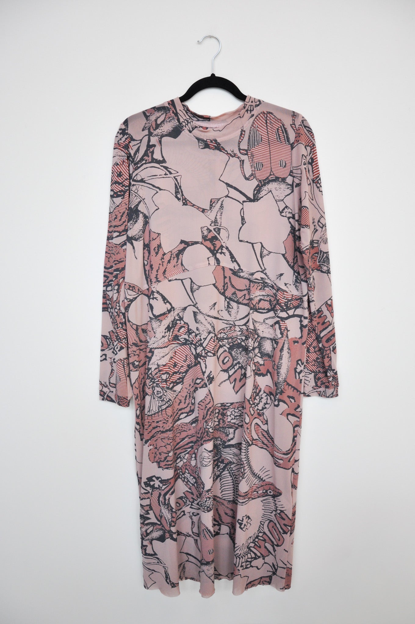 NOM*D Mesh Dress - Pink/Grey Bug Comic
