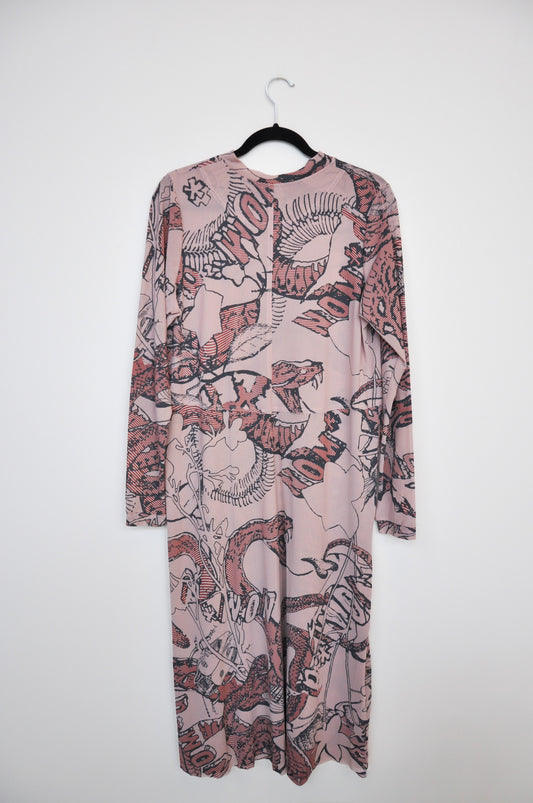 NOM*D Mesh Dress - Pink/Grey Bug Comic