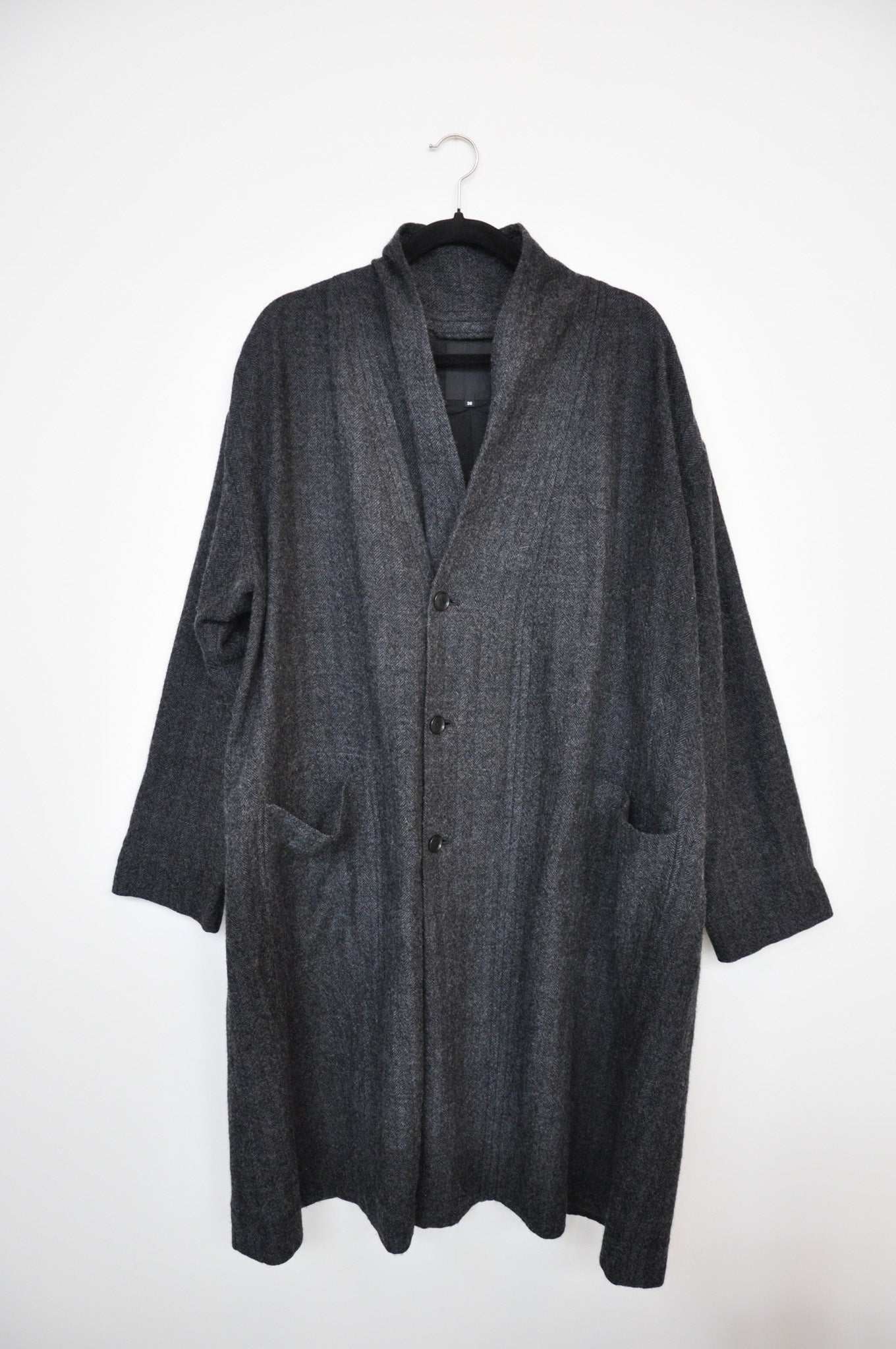Pas De Calais Wool Duster Coat - Charcoal Herringbone