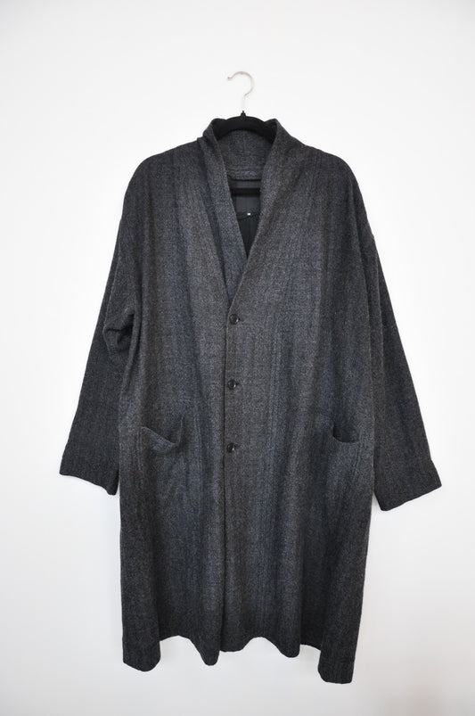 Pas De Calais Wool Duster Coat - Charcoal Herringbone
