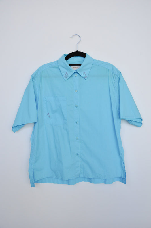 Penny Sage Embroidered Shirt - Teal/Red
