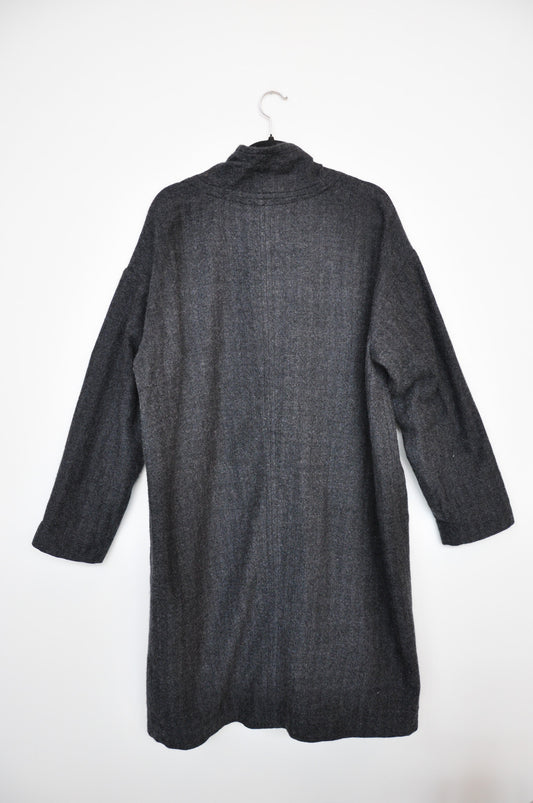 Pas De Calais Wool Duster Coat - Charcoal Herringbone