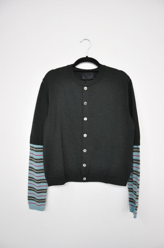 NOM*D Double Sleeve Cardigan - Green/Blue/Red Stripe