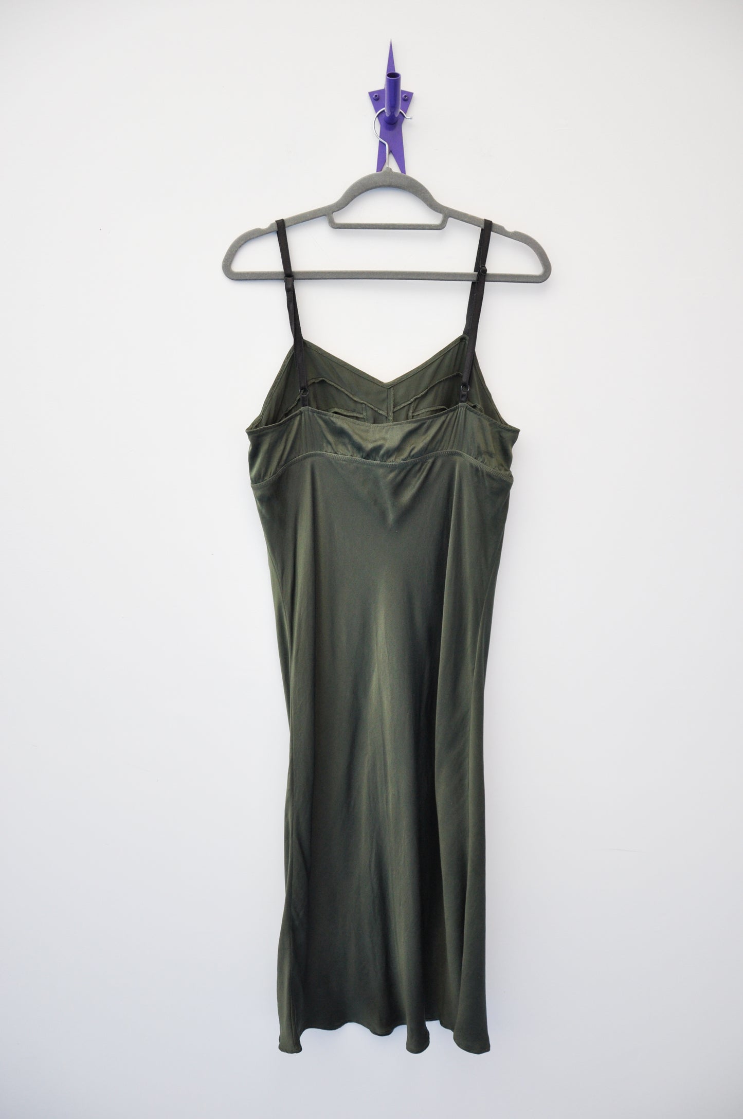 Two Squares Silk Slip Dress - forest green