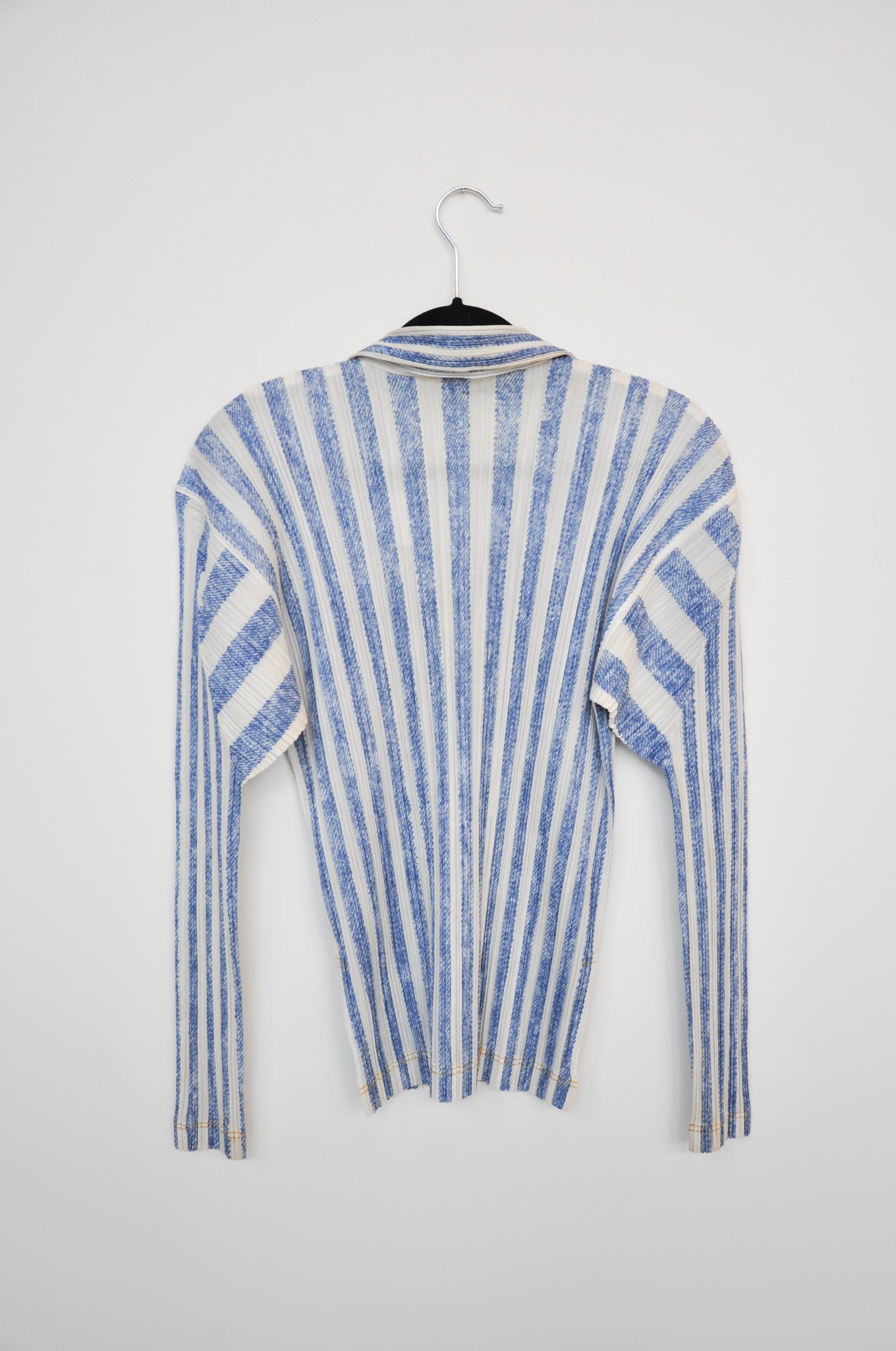 Issey Miyake Pleats Please Polo - Denim Stripe Print