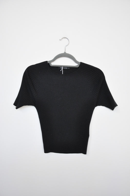 Wynn Hamlyn Ribbed Cut-Out Top - Black