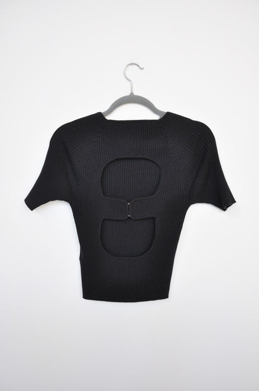 Wynn Hamlyn Ribbed Cut-Out Top - Black