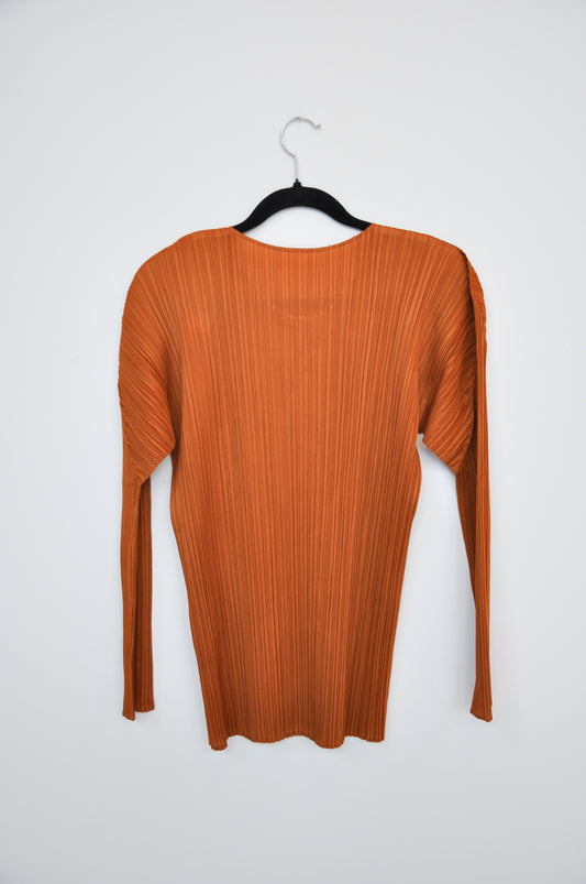 Issey Miyake Pleats Please long Sleeve Top - Burnt Orange