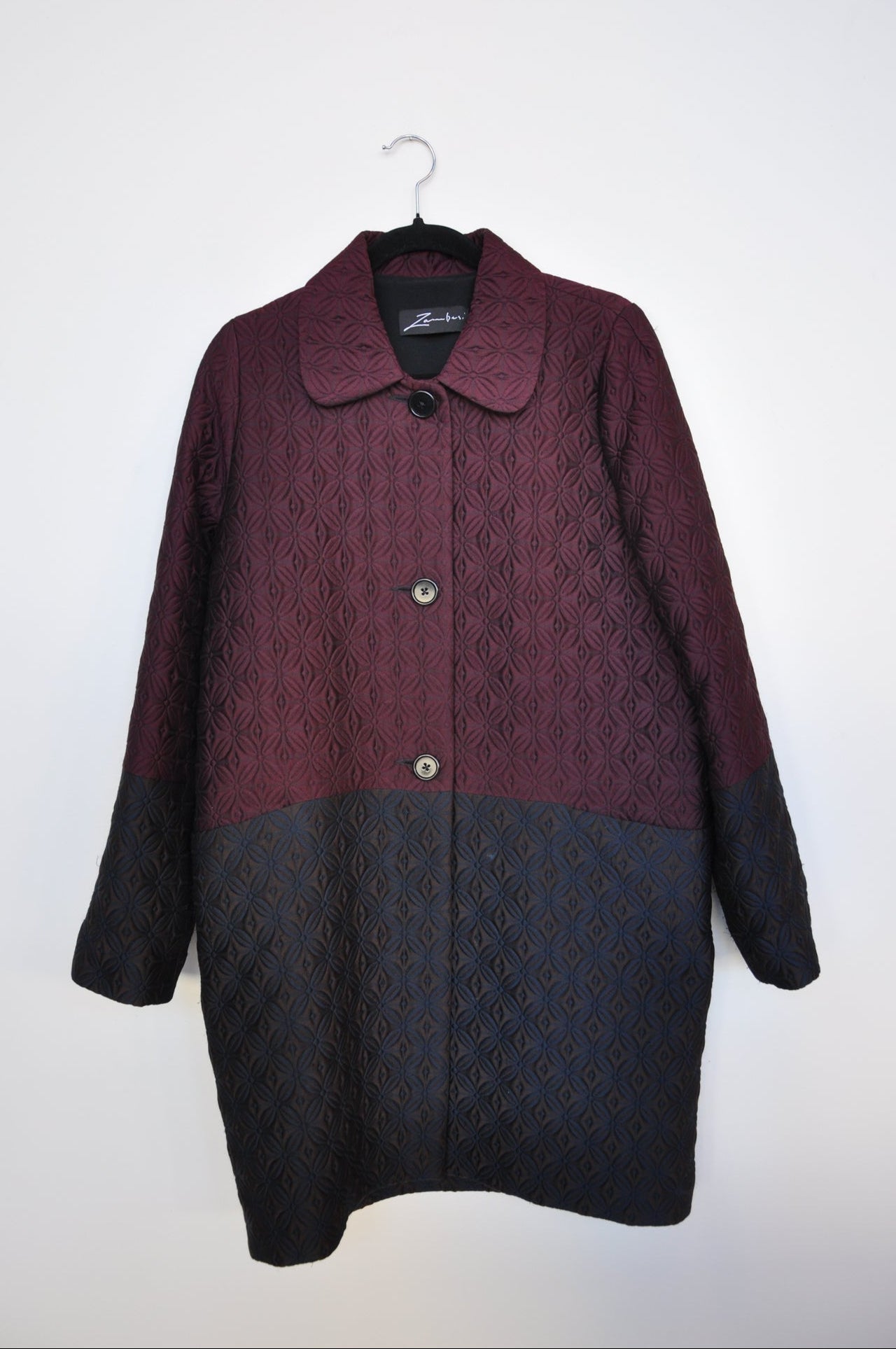 Zambesi Quilted Coat - burgundy/navy/brown