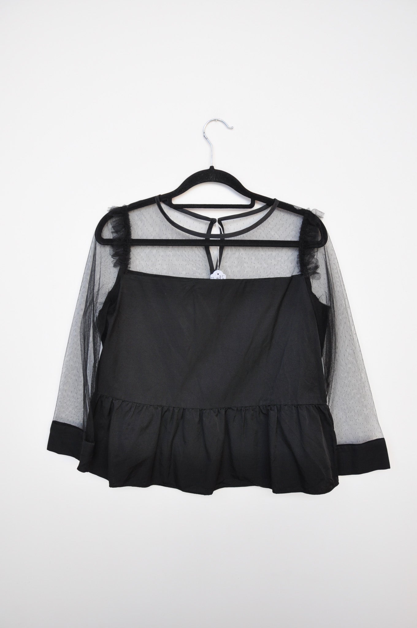 Lanvin Mesh Peplum Top - Black