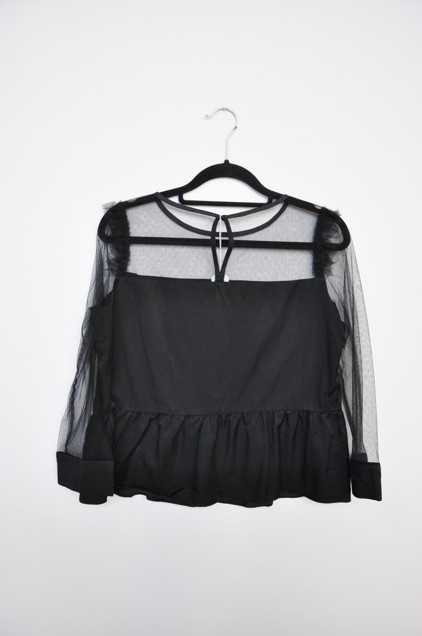 Lanvin Mesh Peplum Top - Black