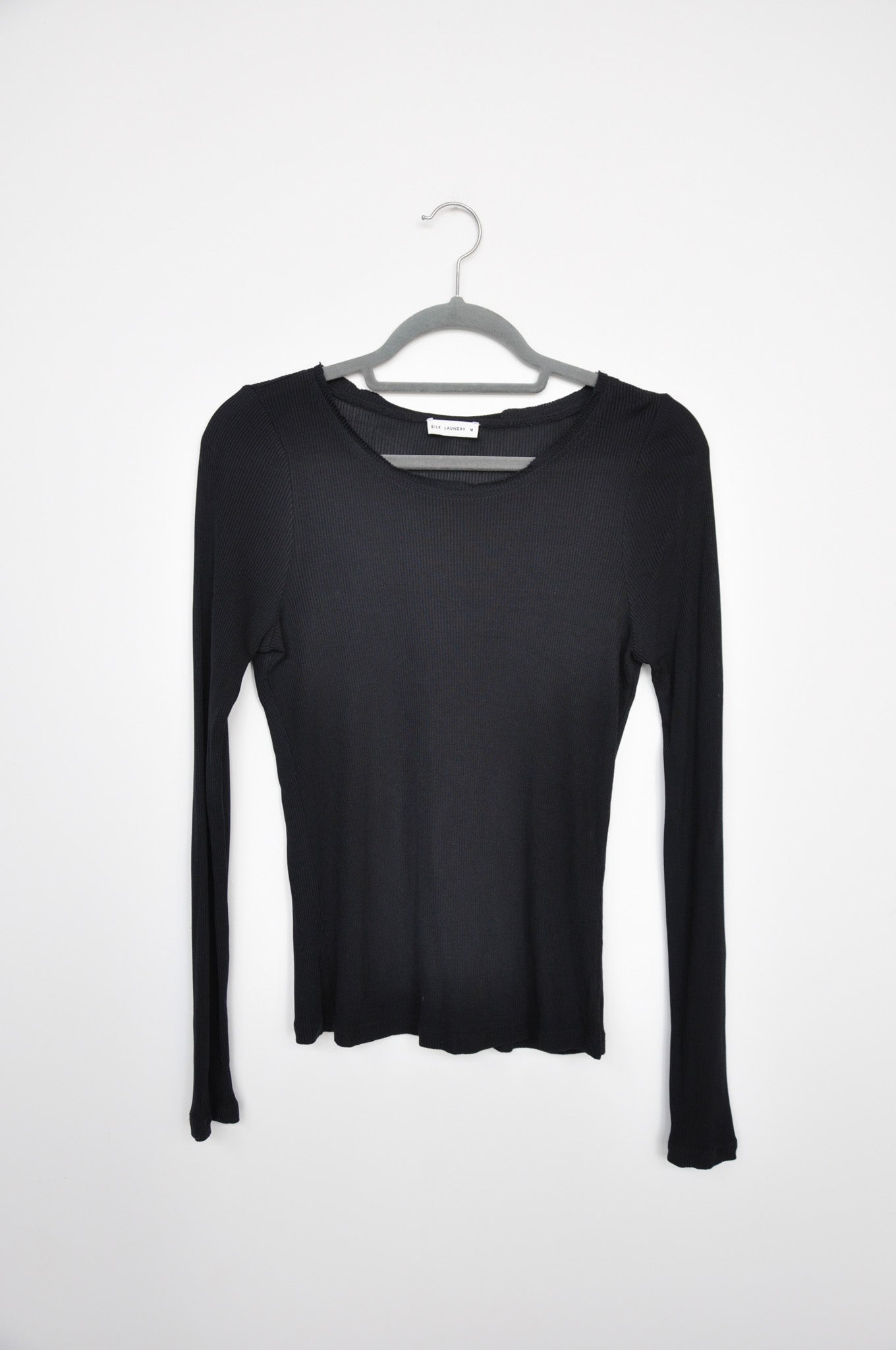 Silk Laundry Ribbed Long Sleeve - Black