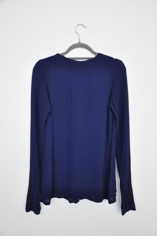 Nom D Long Sleeve Mesh Top - navy
