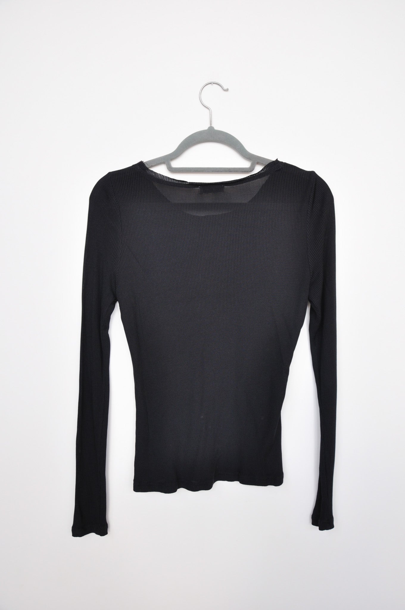 Silk Laundry Ribbed Long Sleeve - Black
