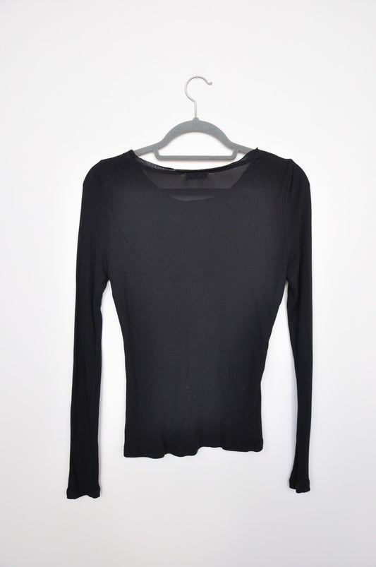 Silk Laundry Ribbed Long Sleeve - Black