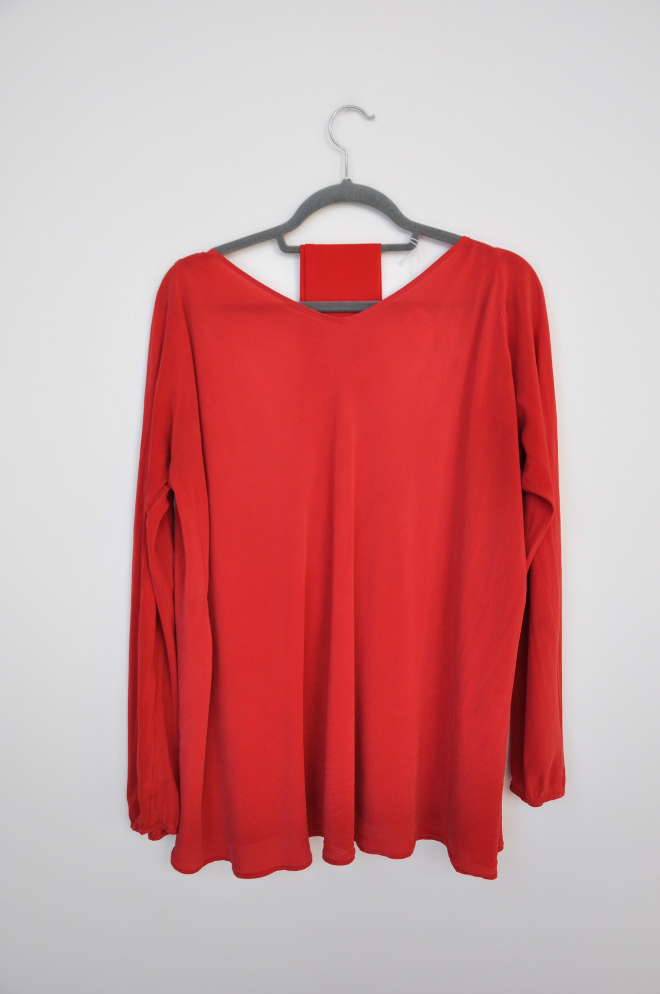 Miss Crabb Low-Back Silk Blouse  - Red