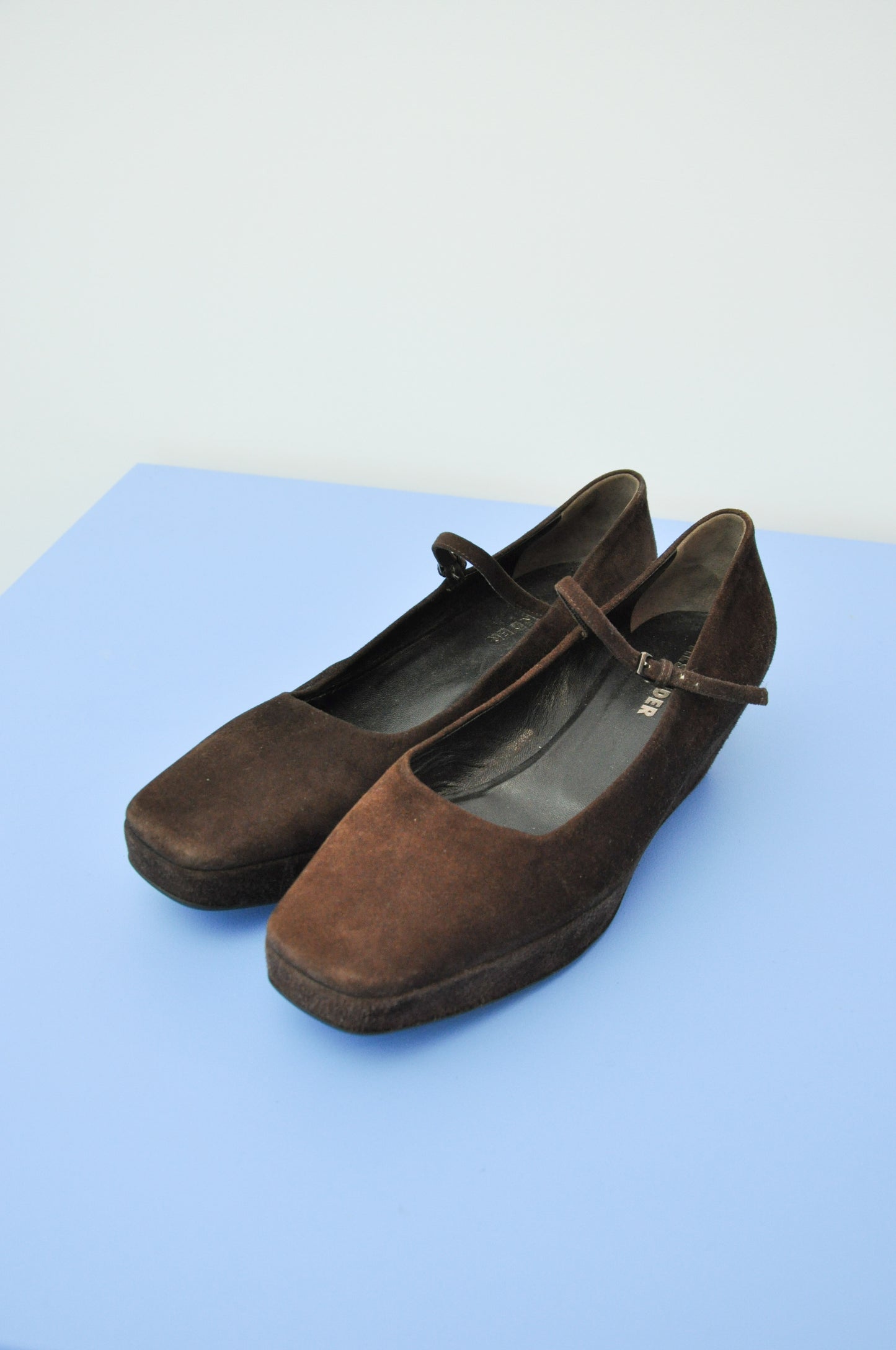 Jil Sander Suede Wedges - chocolate