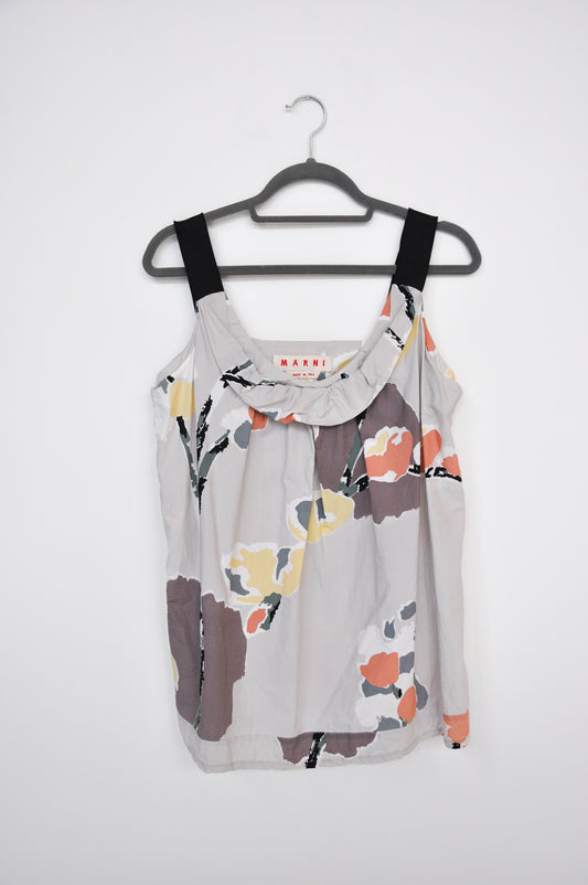 Marni Floral Top - multi grey/yellow/pink