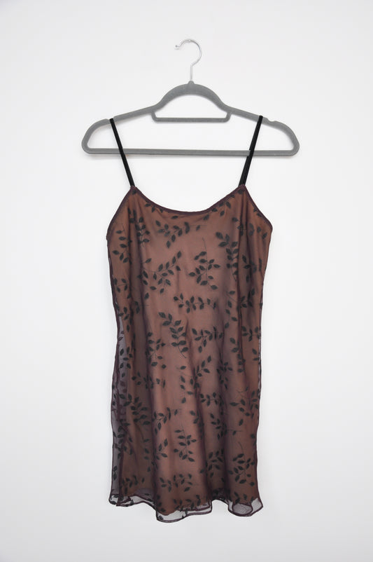 Calvin Klein Sheer Floral Slip - maroon